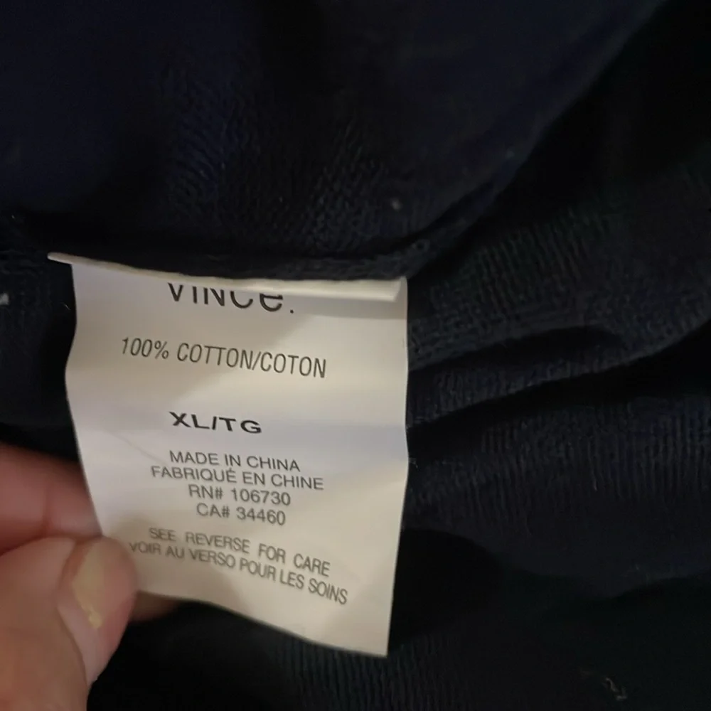 VINCE Mens Sweater Size XL Pullover Crew Navy w/ Stripes